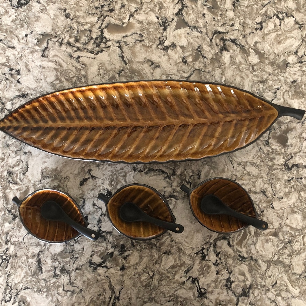 Over and Back Autumn Leaves Stoneware